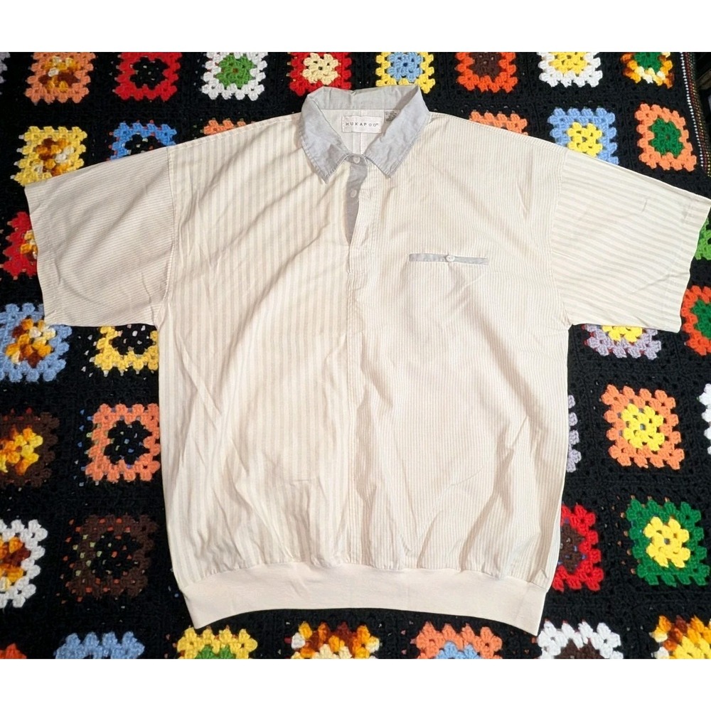Vintage Huk-A-Poo Polo Shirt Short Sleeve Men's XL 80s Grandpa Striped